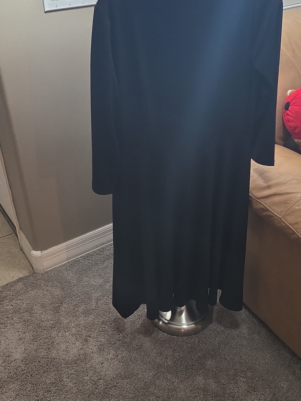 Talbots Black A-Line Dress Long Sleeve Ruffle Neck Women’s Size M - Picture 3 of 3